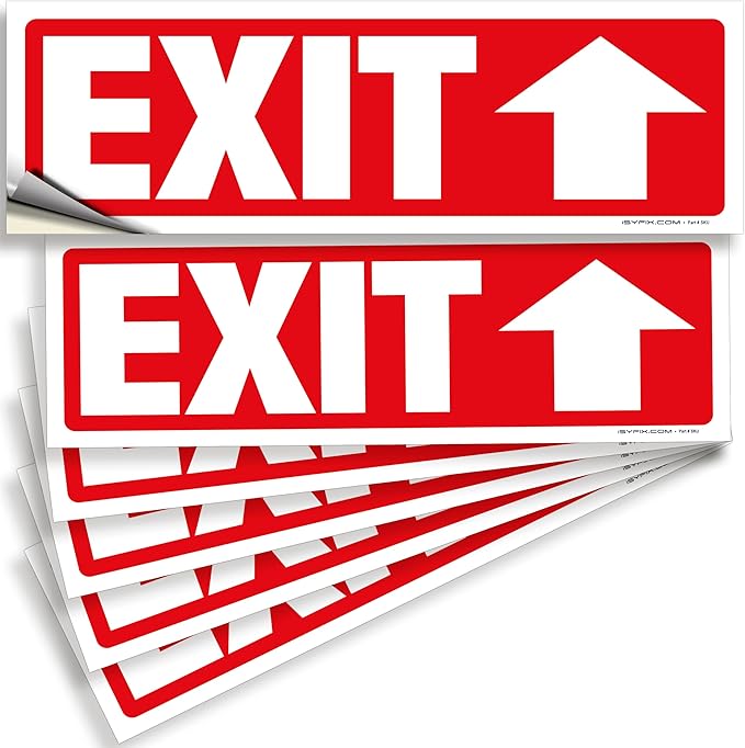 iSYFIX Exit Signs Stickers 6 Pack 12x4 Inch by iSYFIXPREMIUMSIGNS