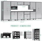 10-piece heavy duty steel garage cabinet system | shown in use