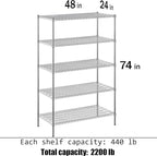 Regal Altair 24" Deep x 48" Wide x 74" Height Wire Shelving Kit | 5-Tier | NSF - Image 3