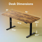 HUANUO 63 x 28 inch Electric Standing Desk Adjustable Height, 4 Memory Height - Image 3