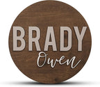 Custom Round Nursery Name Sign, Personalized Wooden Wall Plaque, Baby Shower by HickoryHollowDesigns