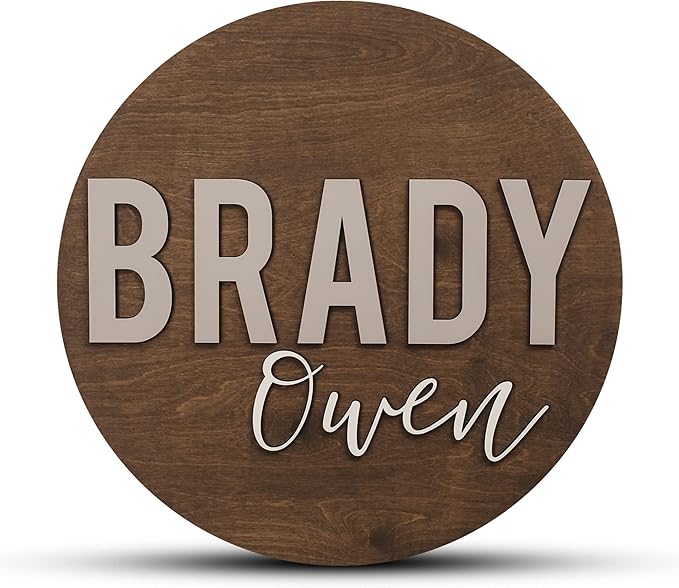 Custom Round Nursery Name Sign, Personalized Wooden Wall Plaque, Baby Shower by HickoryHollowDesigns