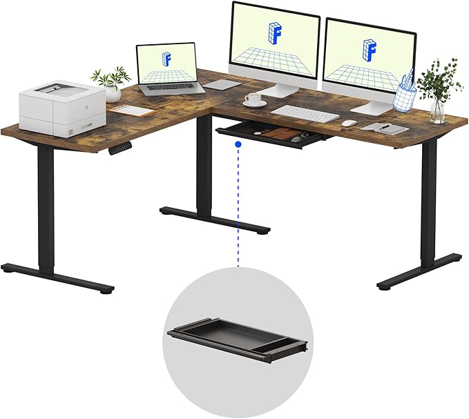 FLEXISPOT L Shaped Standing Desk, 71 x 63 Inch Electric Height Adjustable by FlexiSpot