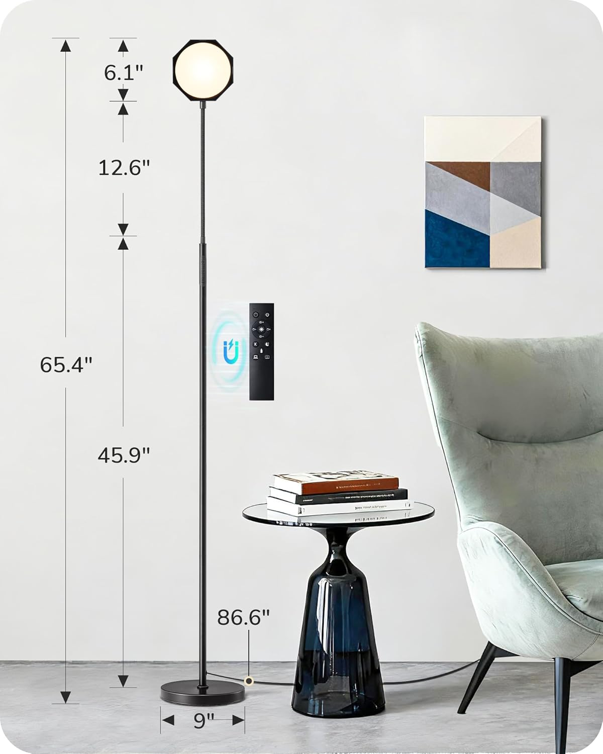 EDISHINE LED Floor Lamp 1300LM Super Bright Reading Floor Lamps Black