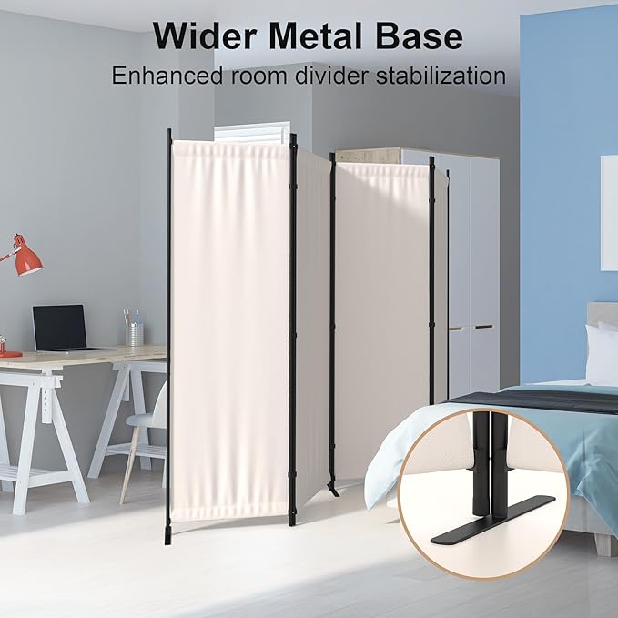 Kecreque Room Divider 4 Panel Partition Room Dividers & Folding Privacy Screens - Image 8