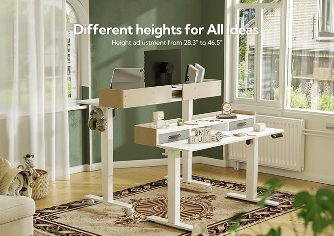 Claiks Standing Desk with Drawers, Adjustable Stand Up Electric Small Standing - Image 5