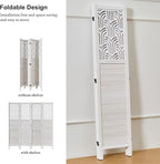 Svimi Folding Room Divider, 66.9 Inch 4 Panels Wood Carved Privacy Screens - Image 3