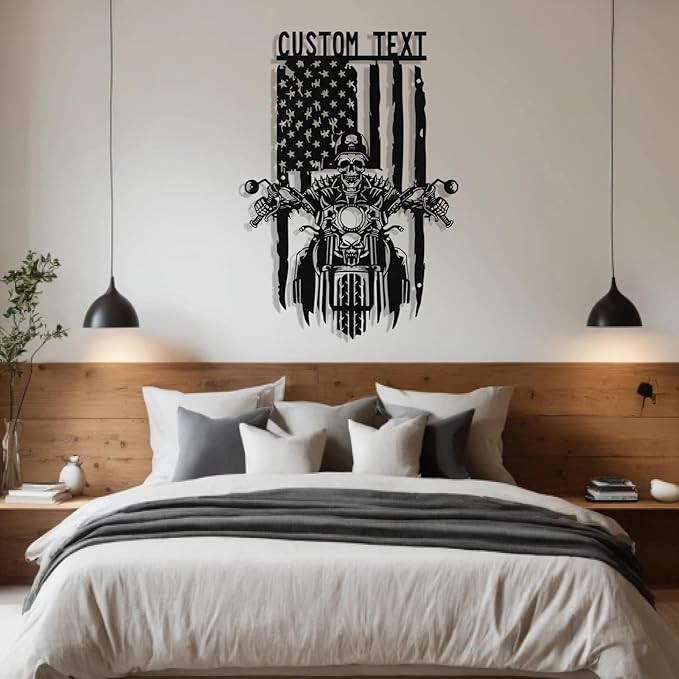 Custom US Flag Motorcycle Metal Sign Personalized Biker Name Signs Custom - Image 3
