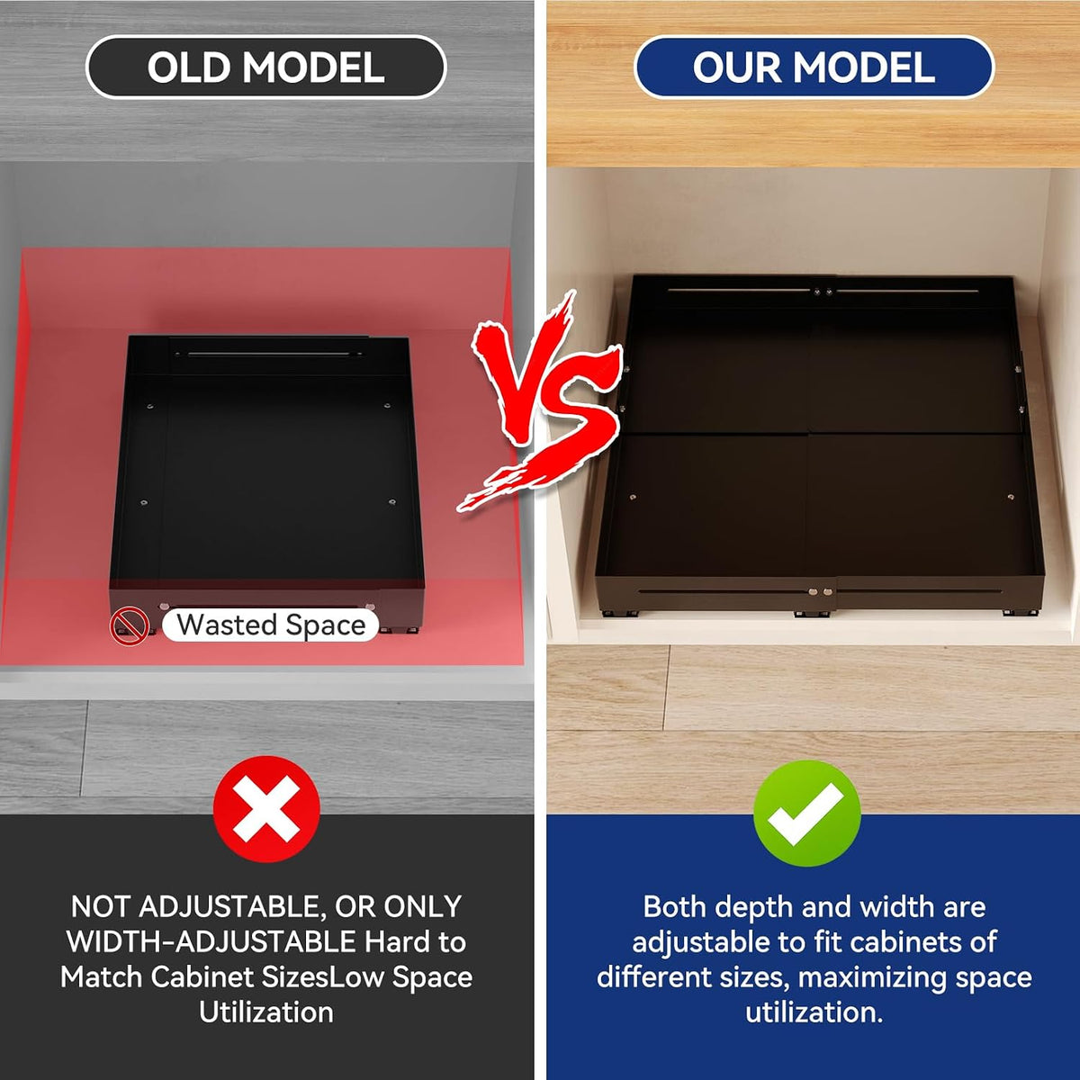 Pull out Cabinet Organizer, Full Metal Expandable Width (14.8"-20.8&quot...