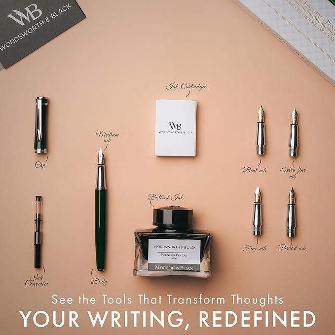 Wordsworth & Black Fountain Pen Gift Set, Includes Bottle, 6 Cartridges - Image 4