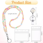 Teacher Lanyard with ID Holder Flower Cute Wooden Beaded Lanyards - Image 2