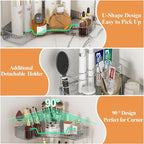 SUNZOS 2 Tier Corner Bathroom Counter Organizer, Bathroom Countertop Shelf - Image 3