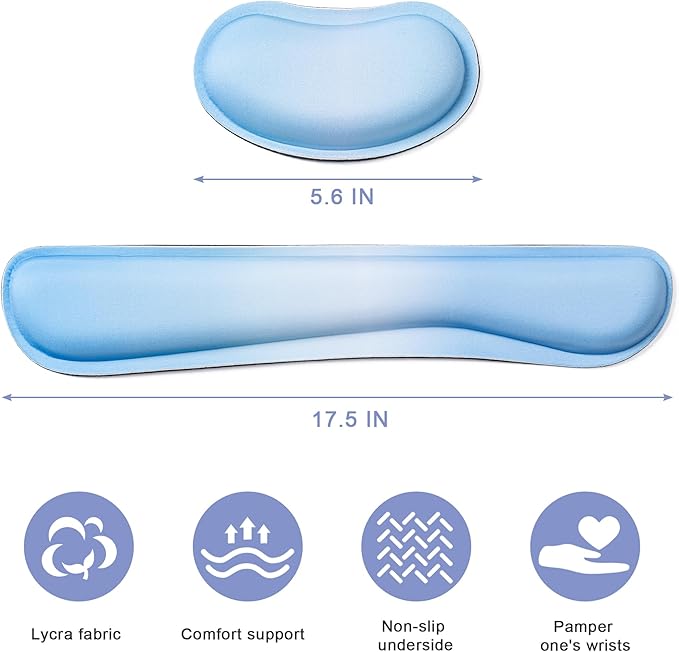 Hoewina Keyboard Wrist Rest, Ergonomic Wrist Rest, Superfine Fabric and Gel - Image 2