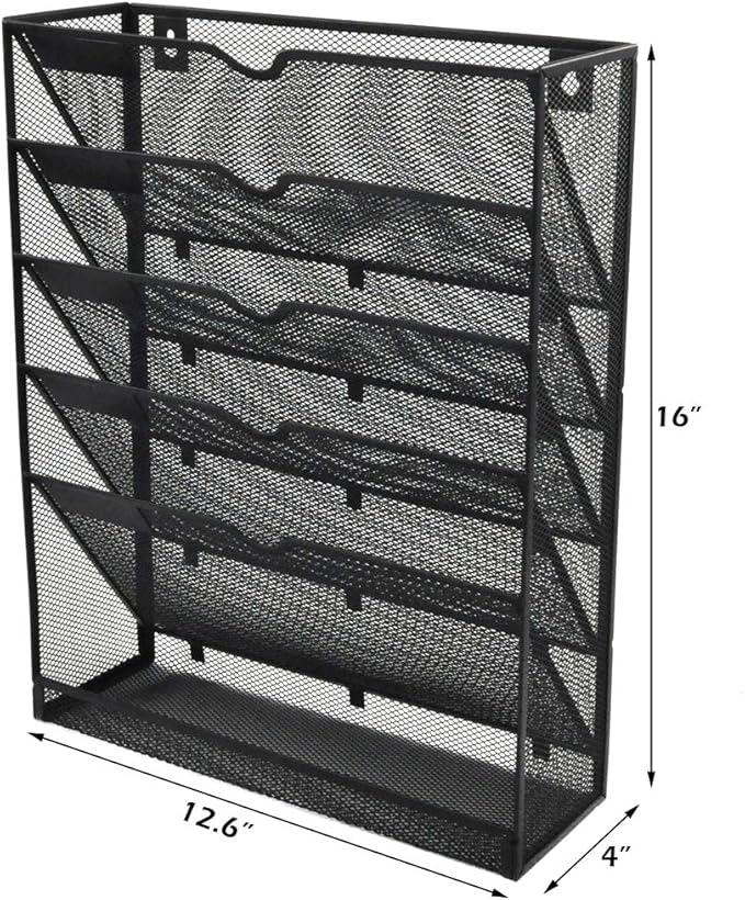 EASEPRES Desk File Organizer Mesh 6-Tier, Hanging Wall Mount Document - Image 2