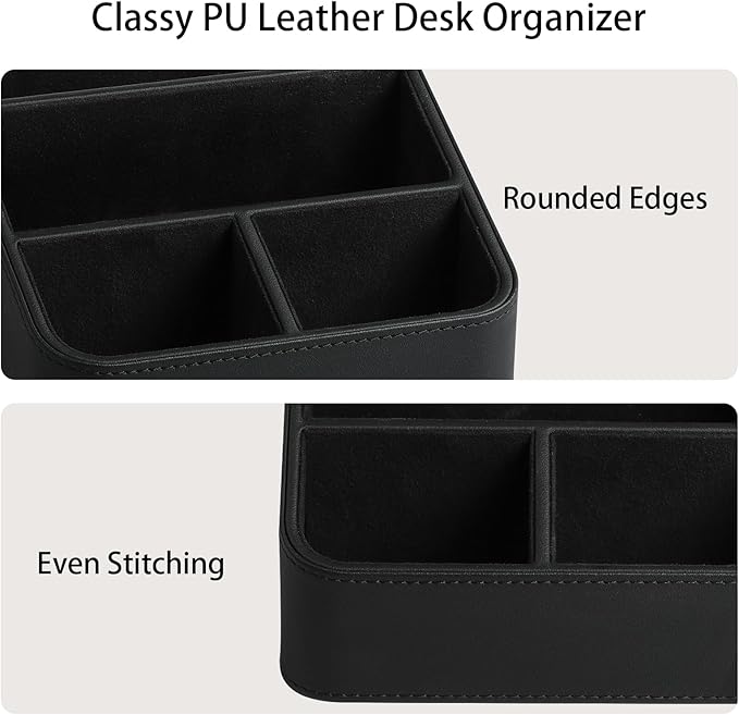 MEIBOOCH Remote Control Holder, PU Leather Small Desk Organizer - Image 4