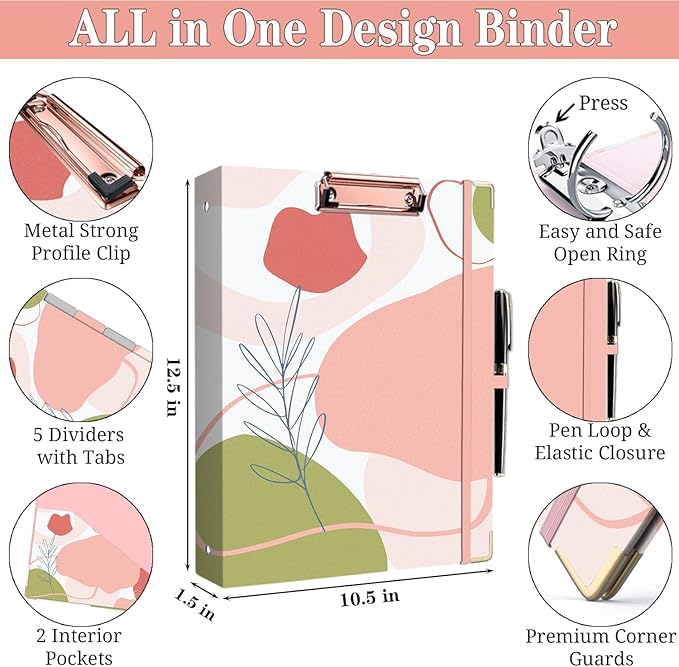 Lateefah 3 Ring Binder, 1 Inch Binder Organizer - Image 6