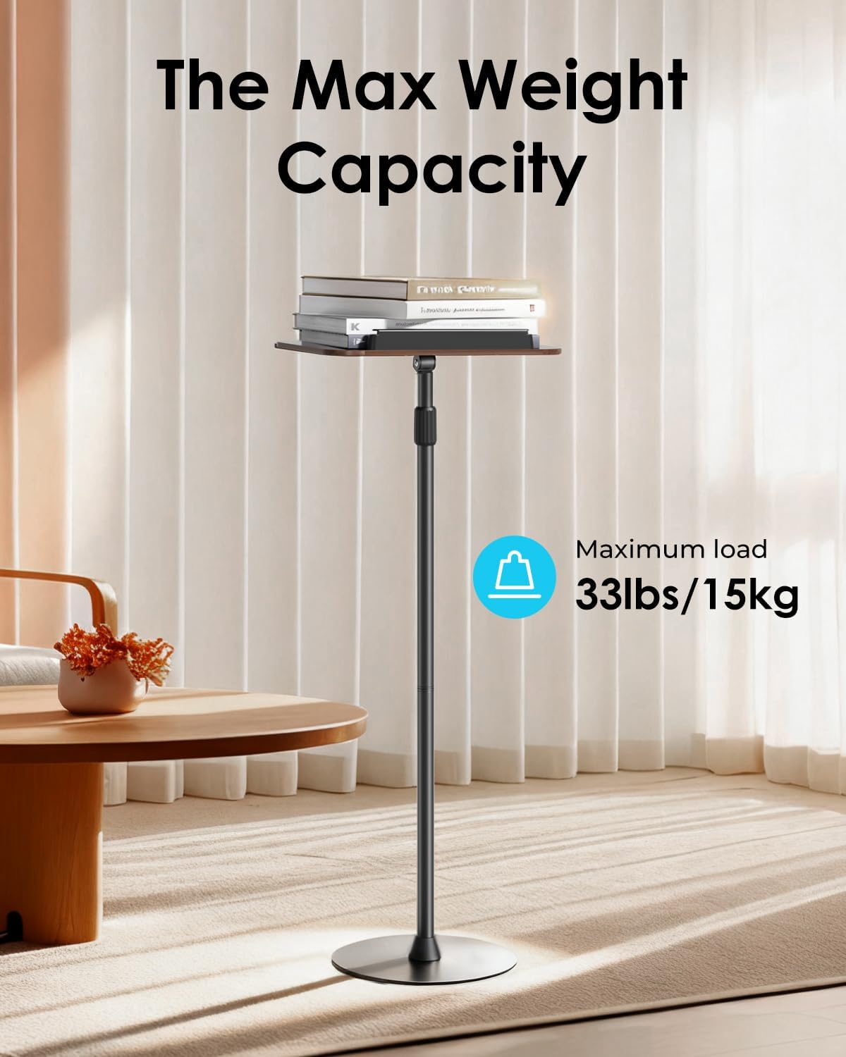 Viozon Floor Book Stand, Height Adjustable Reading Stand, Multi-Purpose Book Holder/Laptop Stand/Music Sheet Stand, 180° Tilt Desktop, Heavy-Duty Base, Two-Stage Page Clips for Thick Books