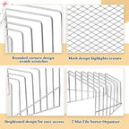 2 Pcs 7 Section Incline File Sorter Metal Wire Mesh File Rack - Image 3