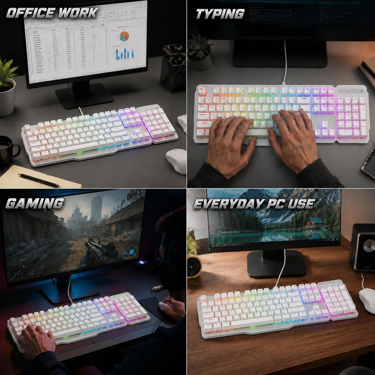 RK952 Wired Mechanical Gaming Keyboard, Full-Size 104 Keys, Aluminum Plate