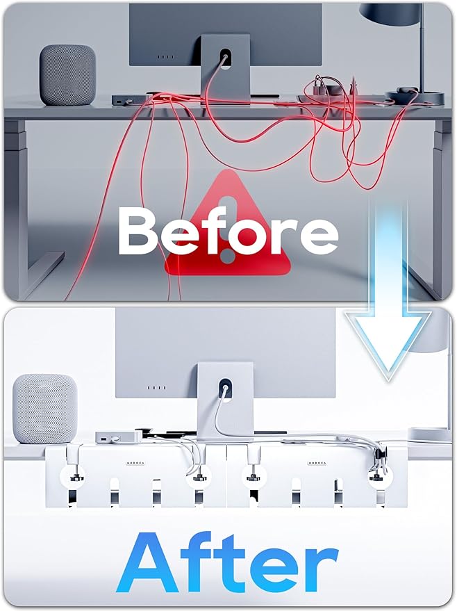 NODOCA No Drill Under Desk Cable Management Tray, Punch-Free Clamp on, Metal - Image 4