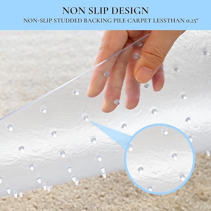 Office Chair Mat for Low Pile Carpet, Studded Carpet Floors Protector Mat for - Image 4