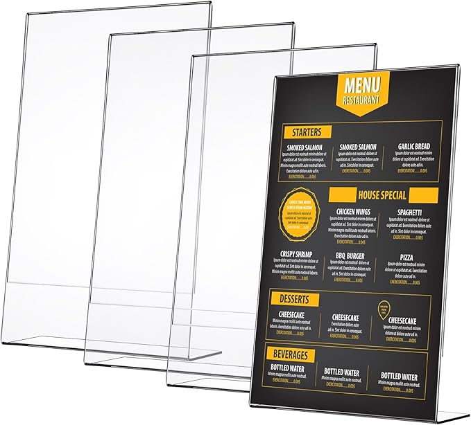 Wenqik 4 Packs 8. 5" x 14" Sign Holders Vertical l Shape Frame Acrylic Document by Wenqik