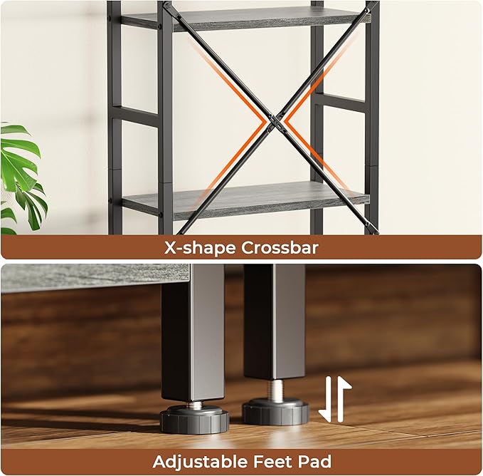 SUPERJARE Triple 4 Tier Bookshelf, Bookcase - Image 7