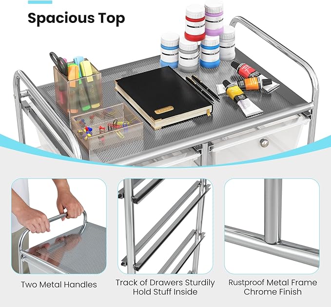 GLACER 10 Drawer Rolling Cart, Storage Cart - Image 5