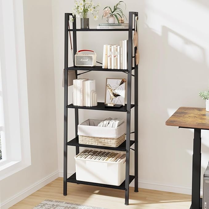 Hzuaneri Ladder Shelf, Bookshelf Bookcase, Freestanding Corner Storage Shelve by Hzuaneri