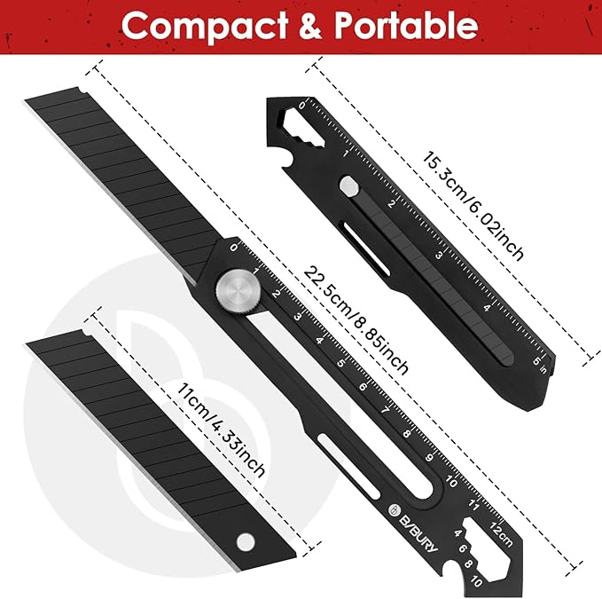 BIBURY 2 Pack Utility Knife, Heave Duty Full Stainless Steel Retractable Box - Image 3