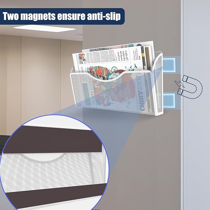2 Pockets Magnetic File Holder for File Cabinets, Folder Holder Organizer- No - Image 4
