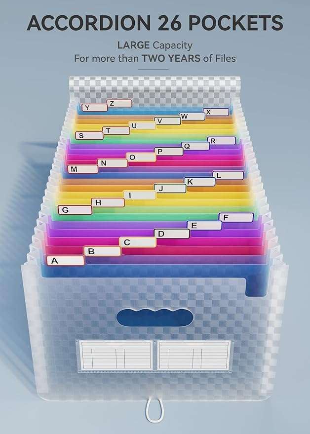 ABC life 26 Pockets Accordion File Organizer, Expanding File Folder, Portable - Image 2