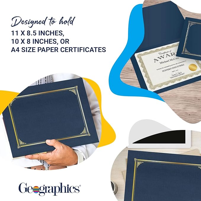 Geographics Classic Linen Document Covers 12.5” x 9.75” Navy Blue 60 Pack - Image 3