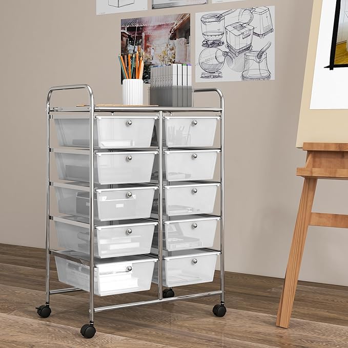 GOFLAME 10-Drawer Rolling Storage Cart, Art Craft Storage Organizer on Wheels - Image 2