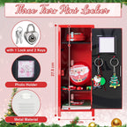 Vercraft 12 Pcs Mini Locker 10.8 Inch with Lock and Keys,Red,Santa | Desktop Organizer for Girls Bedroom, Secure Storage for Trinkets, Includes Animal Keychains Mirror Comb, Littles Collectible
