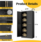 steeloong 71"metal pantry storage cabinet with doors &, close-up detail
