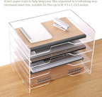 HeZone Acrylic Desk Organizer, 4 Tier Paper Tray, Office Accessories - Image 3