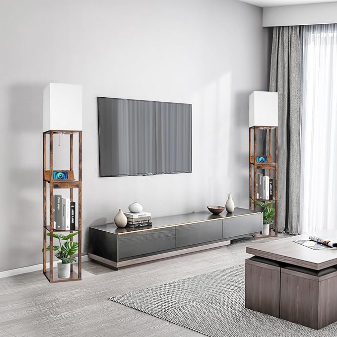 RUNTOP Floor Lamp with Shelves, Shelf Floor Lamp with Wireless Charger & 2 - Image 6