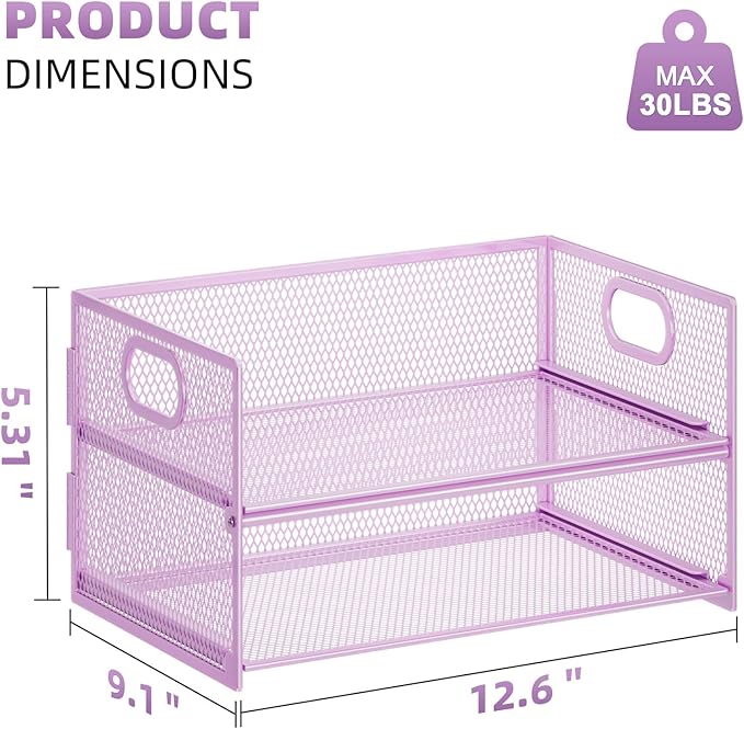 Marbrasse 2 Tier Paper Organizer Letter Tray, Mesh File Organizer - Image 5