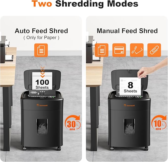 Bonsaii 100 Sheets Auto Feed Paper Shredder, Micro-Cut Heavy Duty Shredder / - Image 3