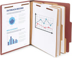 Blue Summit Supplies 10 Classification Folders, 3 Divider, Red | Letter size, 2" expansion, 2 prong fasteners, 3 dividers, 8 sections, for medical, legal, and personnel files