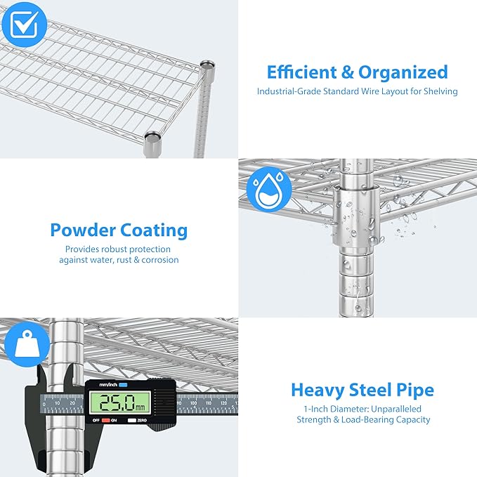 Homdox 5 Tier Heavy Duty Metal Wire Shelving - Image 8