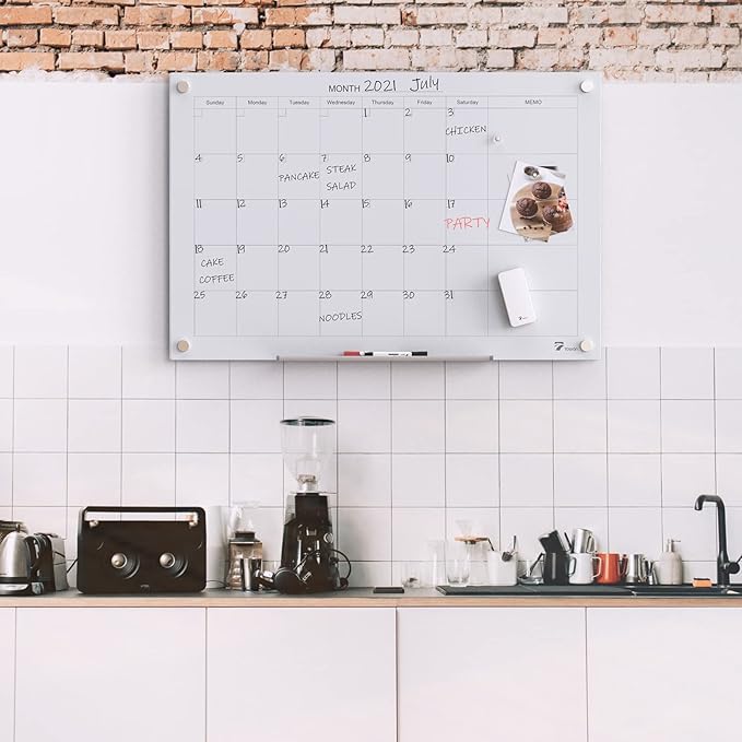 TOWON 36 x 24 Inches Tempered Glass Calendar Dry Erase Board - Image 2