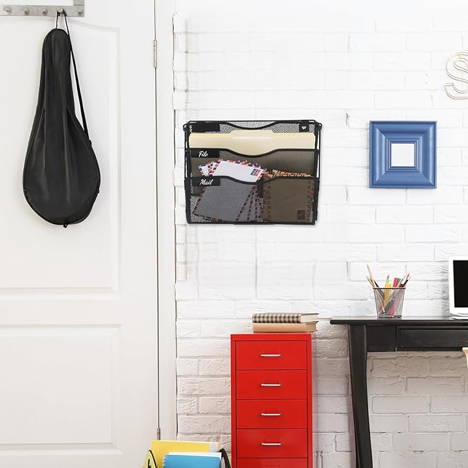 EASEPRES 3 Pocket Mesh Hanging Wall File Organizer - Image 7