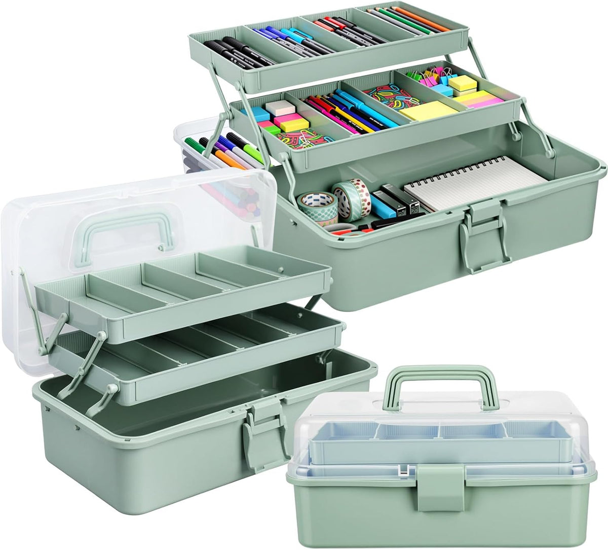 teecyhooo 2 pcs 13 inch 3-layer tackle box, main product view
