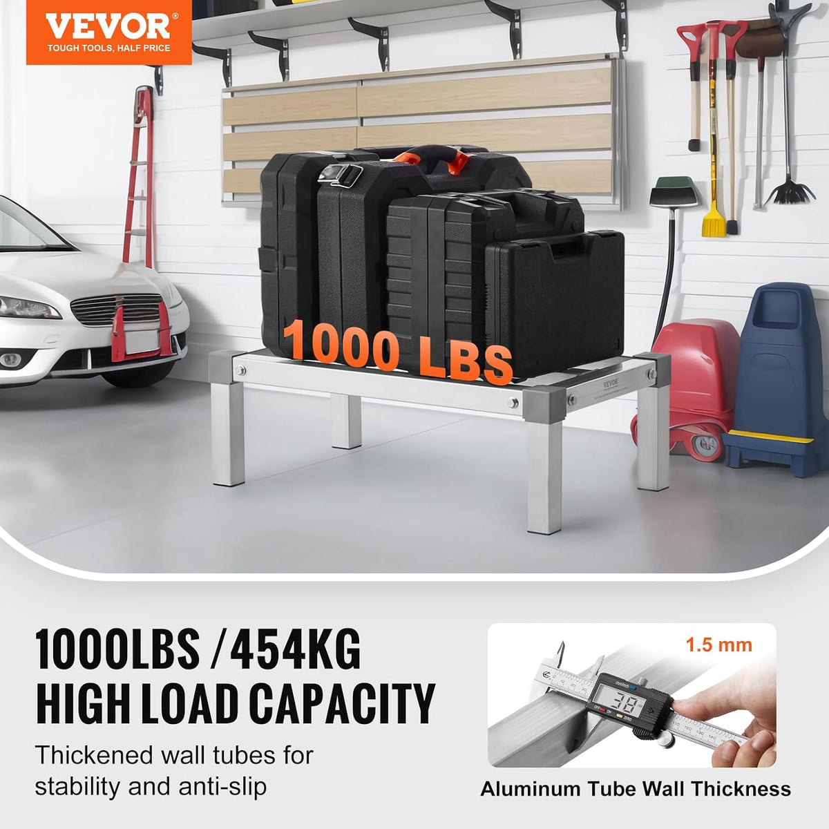 vevor aluminum dunnage rack, 24” x 14” commercial shown in use