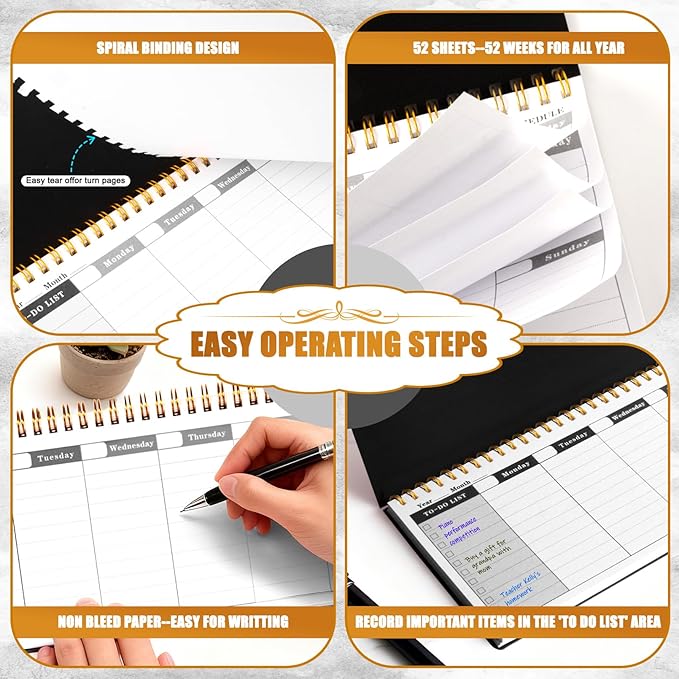 MOSA BEAR Undated Weekly Planner, 60-Week Horizontal Layout Desk Planner Daily - Image 4
