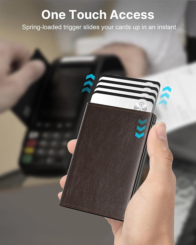 typecase Mens Wallet Card Holder: Pop Up Aluminum Case, Genuine Leather - Image 3