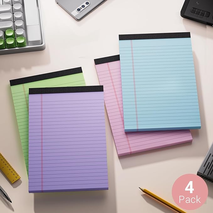 Legal Pads 5x8 Colored Note Pads, 4 Pack College Ruled Notepads 5x8 Lined Paper - Image 6