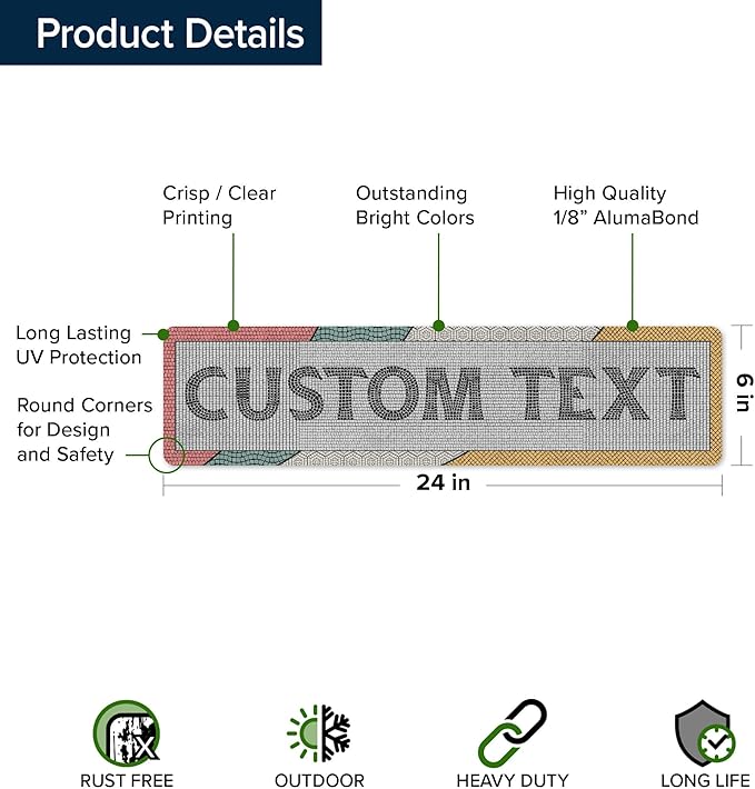 Custom Sign, Custom Street Sign, 11 Font Colors, 13 Font Styles, 4 Hole Options - Image 6
